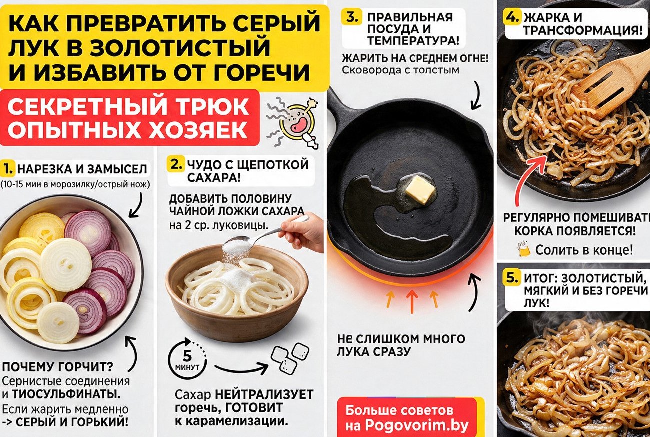 Как превратить серый лук в золотистый и избавить от горечи: секретный трюк опытных хозяек