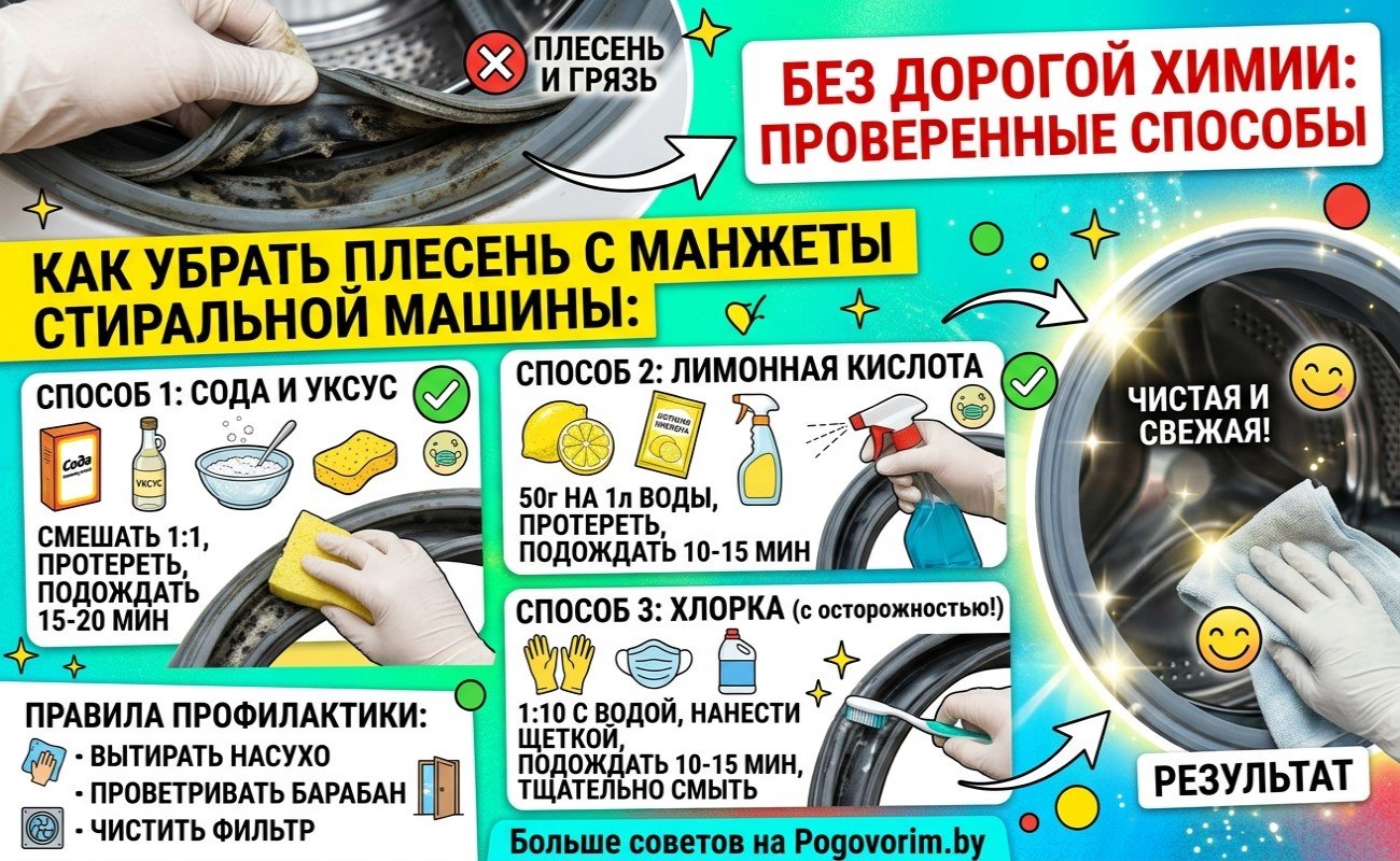 Как убрать плесень с манжеты стиральной машины без дорогой химии: проверенные способы