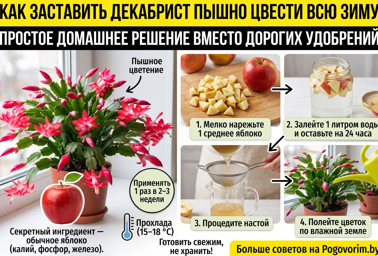 Как заставить декабрист пышно цвести всю зиму: простое домашнее решение вместо дорогих удобрений