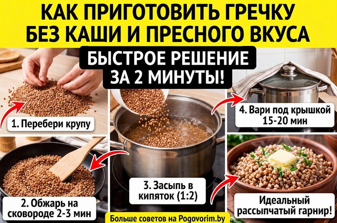 Как приготовить гречку без каши и пресного вкуса: быстрое решение за 2 минуты