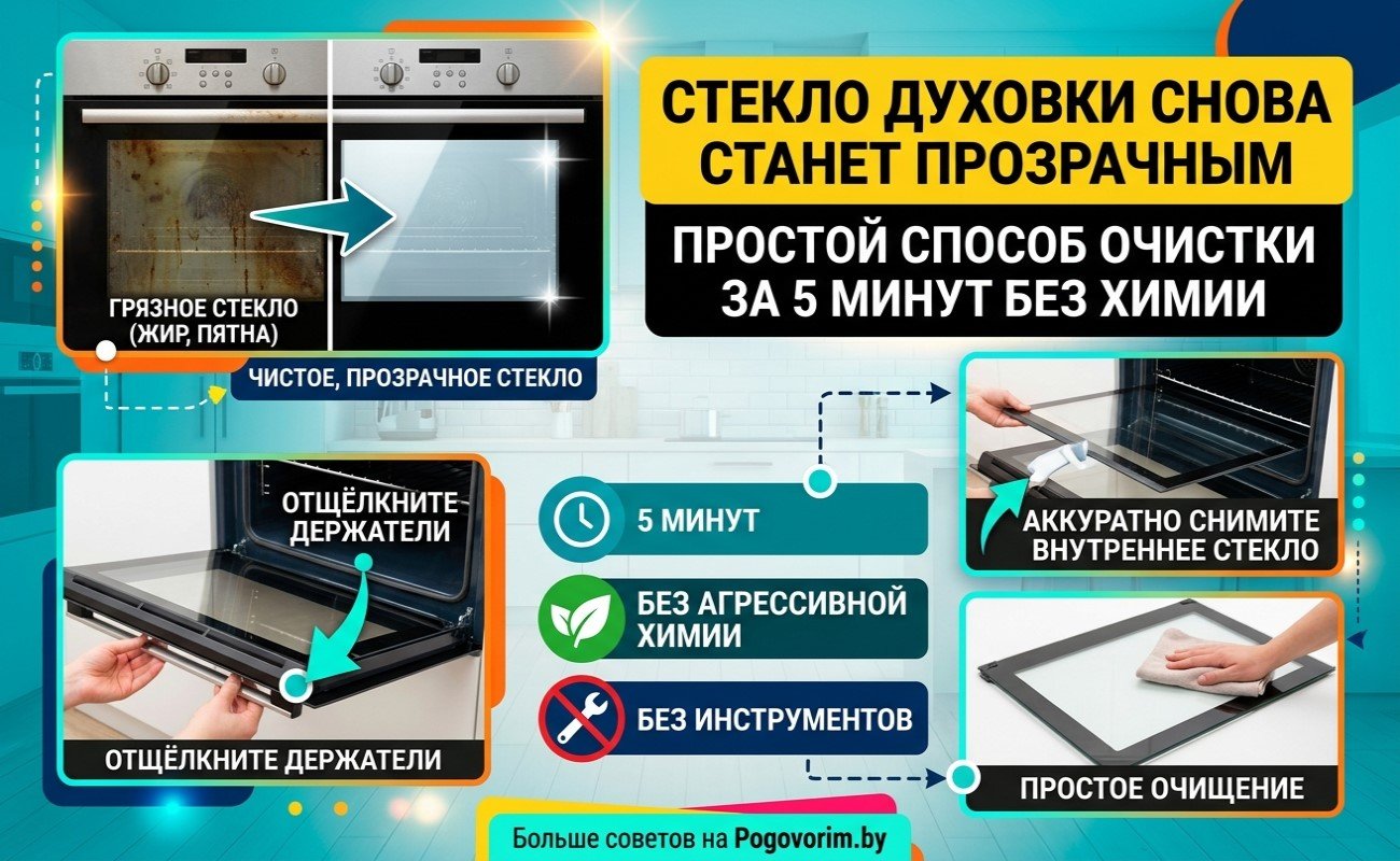 Стекло духовки снова станет прозрачным: простой способ очистки за 5 минут без химии