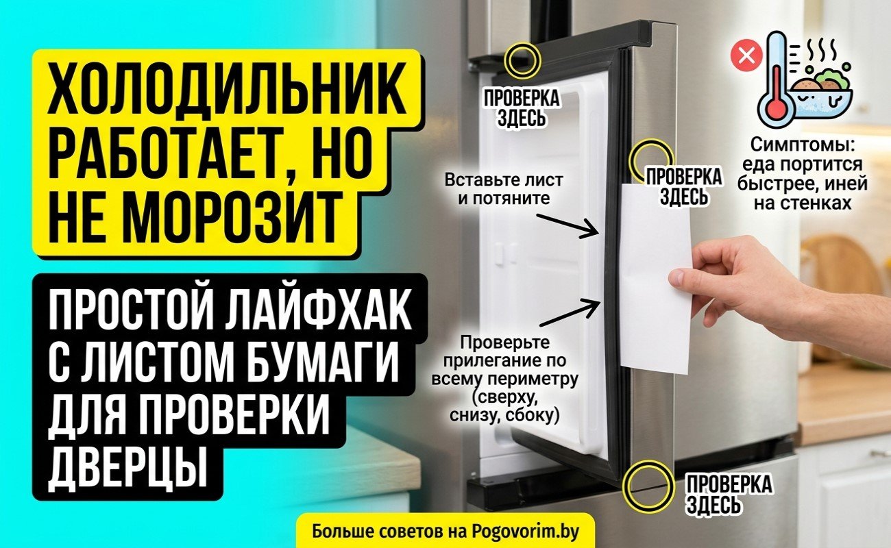 Холодильник работает, но не морозит: простой лайфхак с листом бумаги для проверки дверцы