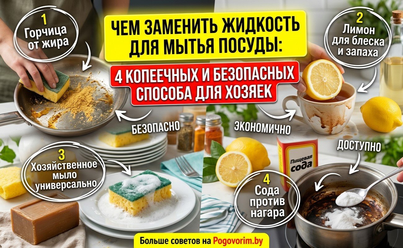 Чем заменить жидкость для мытья посуды: 4 копеечных и безопасных способа для хозяек