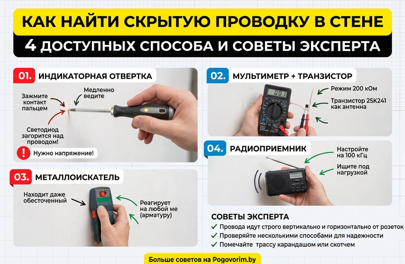 Как найти скрытую проводку в стене без специалиста: 4 доступных способа и советы эксперта
