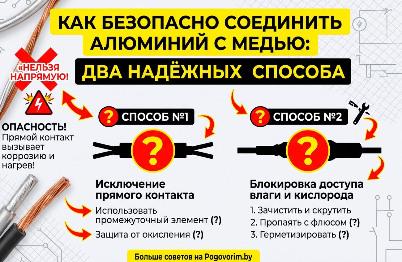 Как безопасно соединить алюминий с медью: два надёжных способа