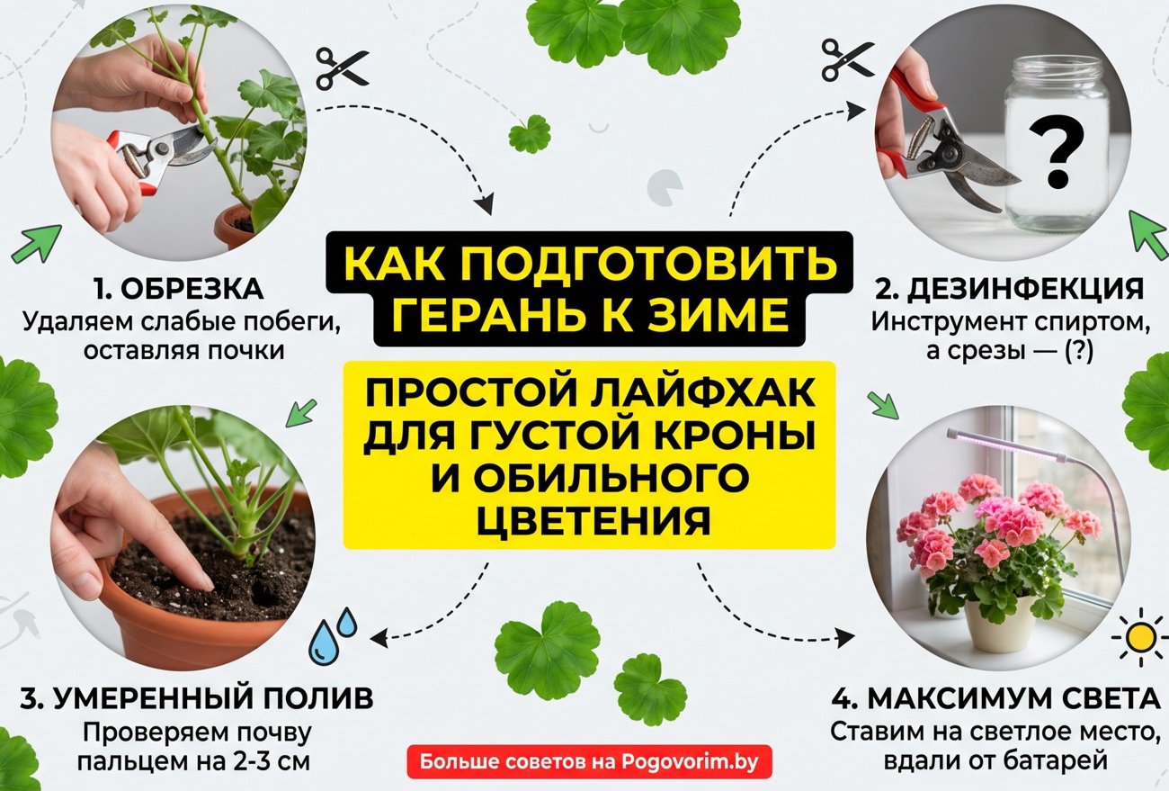 Как подготовить герань к зиме: простой лайфхак для густой кроны и обильного цветения