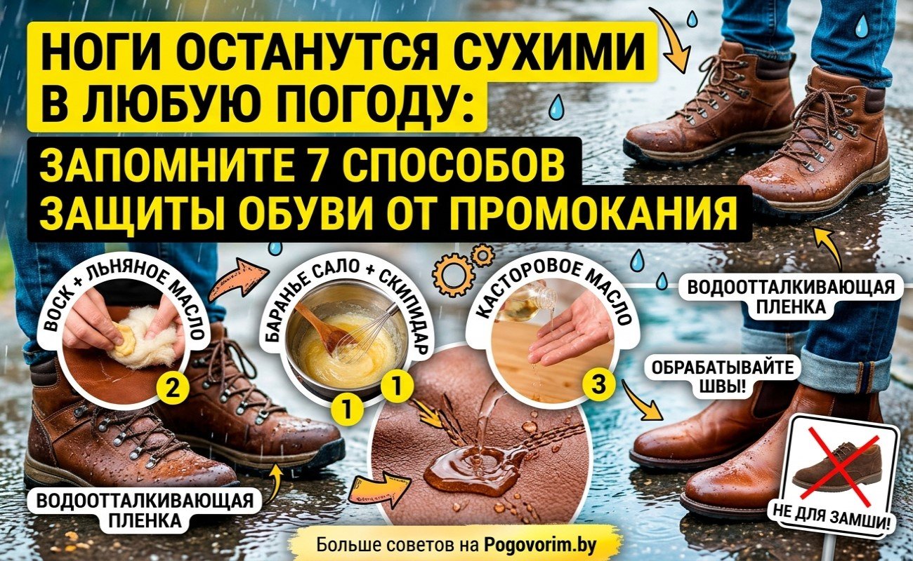 Ноги останутся сухими в любую погоду: запомните 7 способов защиты обуви от промокания