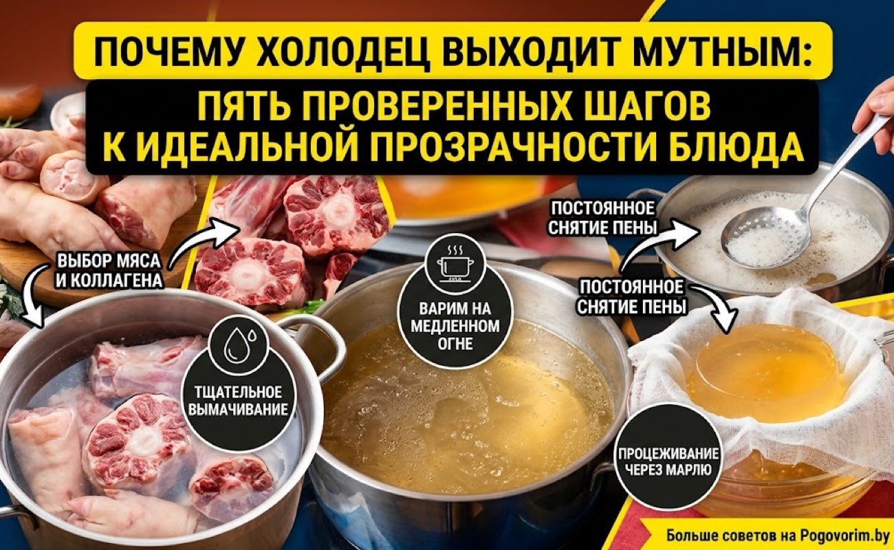 Почему холодец выходит мутным: пять проверенных шагов к идеальной прозрачности блюда