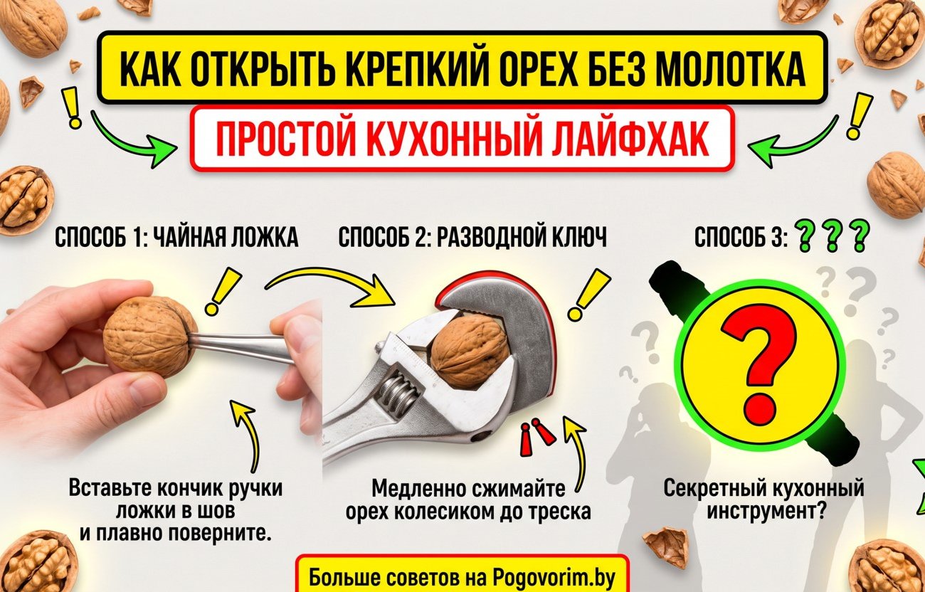 Как открыть крепкий орех без молотка: простой кухонный лайфхак
