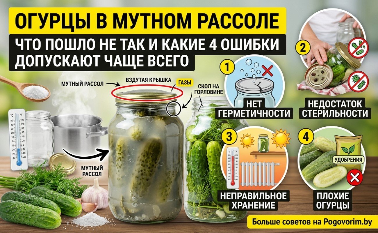 Огурцы в мутном рассоле: что пошло не так и какие 4 ошибки допускают чаще всего