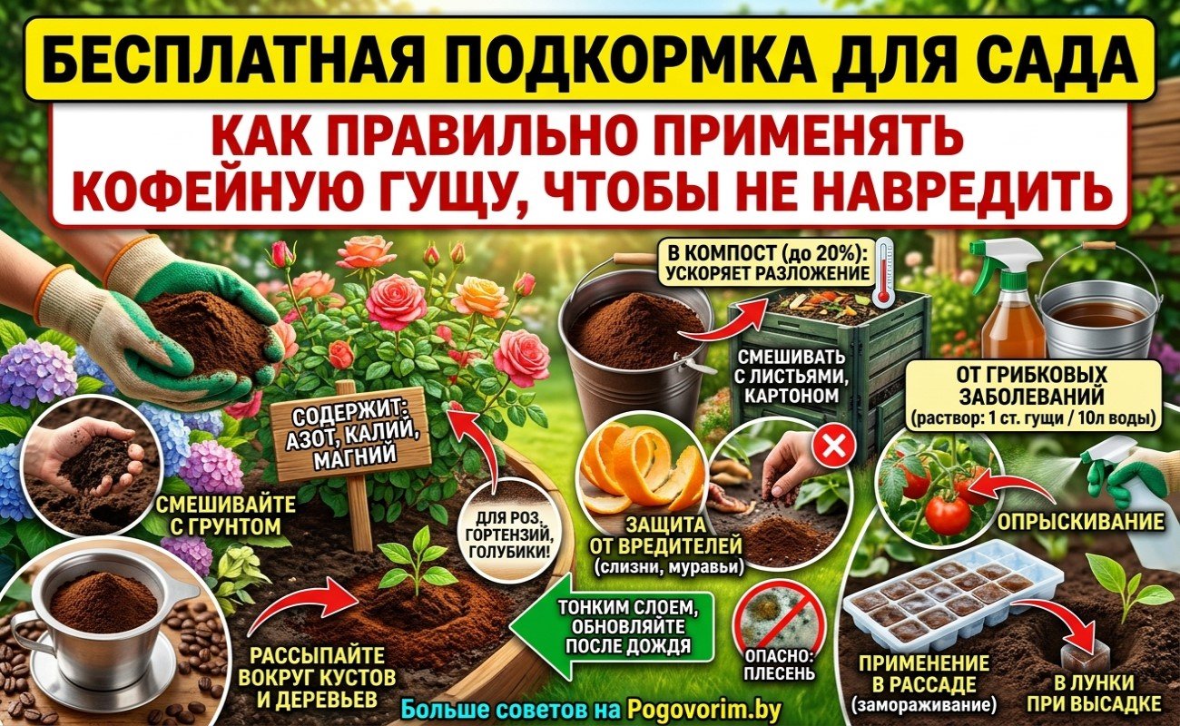 Бесплатная подкормка для сада: как правильно применять кофейную гущу, чтобы не навредить