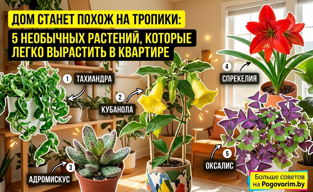 Дом станет похож на тропики: 5 необычных растений, которые легко вырастить в квартире