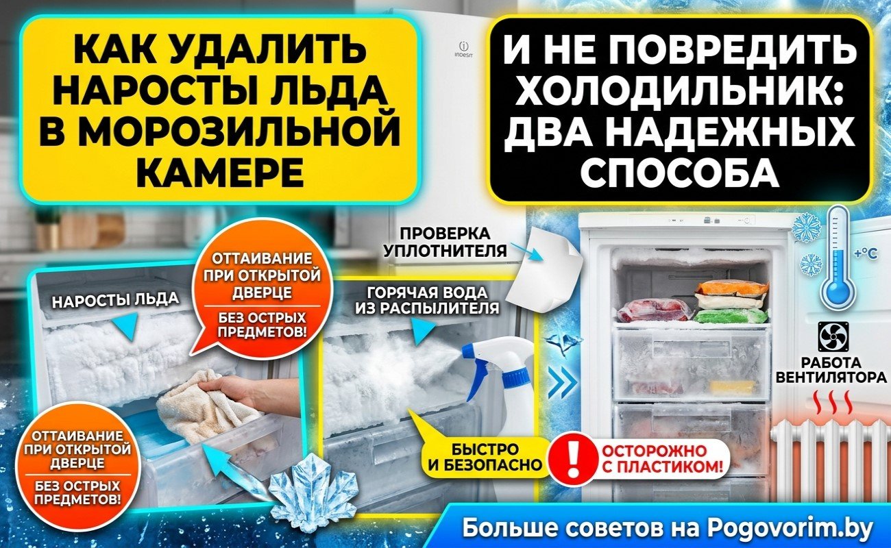 Как удалить наросты льда в морозильной камере и не повредить холодильник: два надежных способа