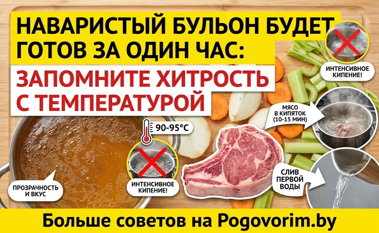 Наваристый бульон будет готов за один час: запомните хитрость с температурой