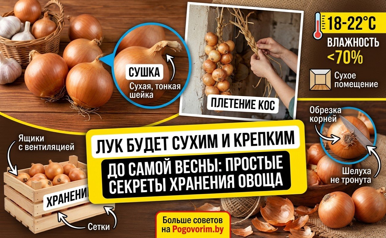 Лук будет сухим и крепким до самой весны: простые секреты хранения овоща