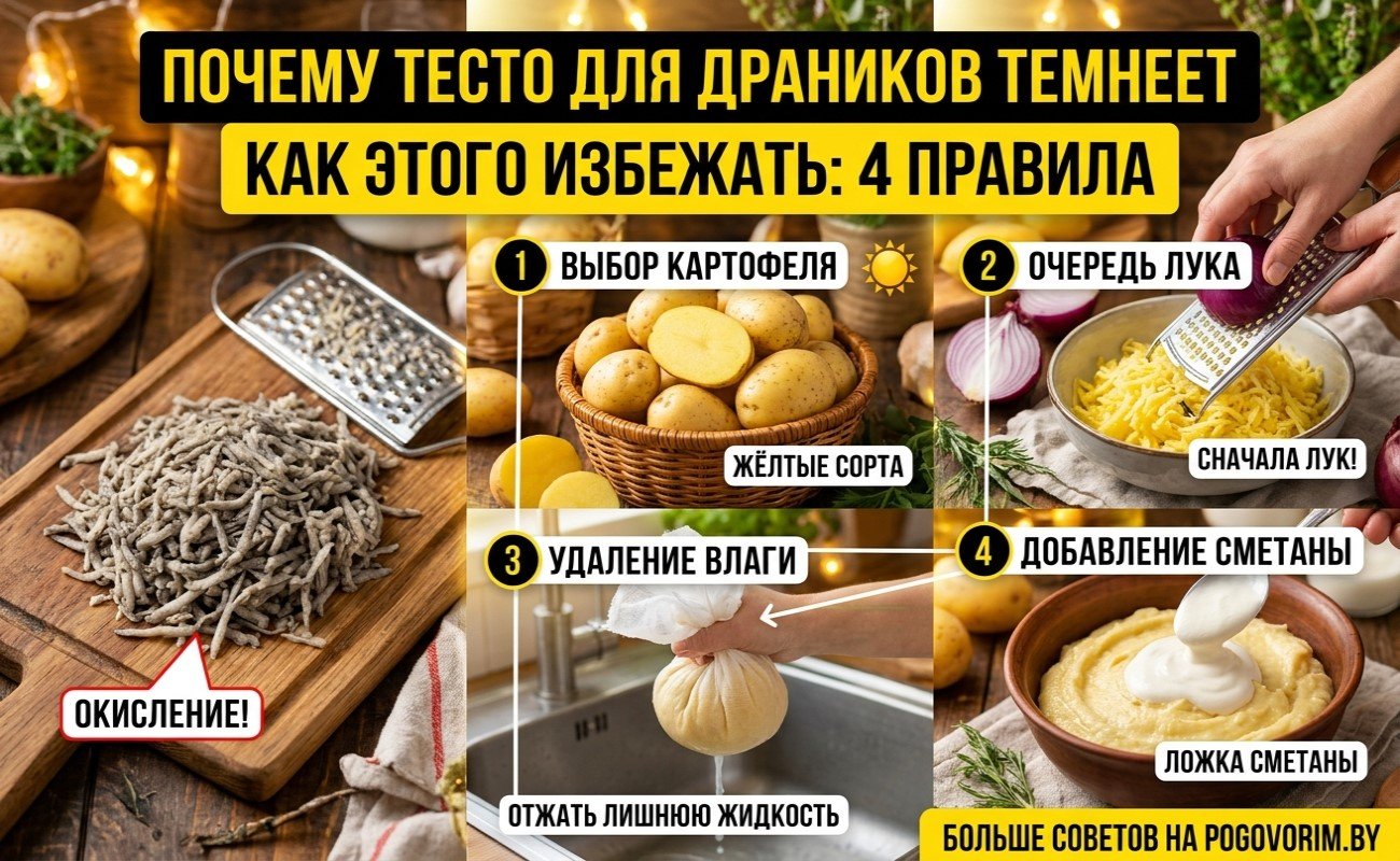Почему тесто для драников темнеет и как этого избежать: 4 проверенных правила для хозяек