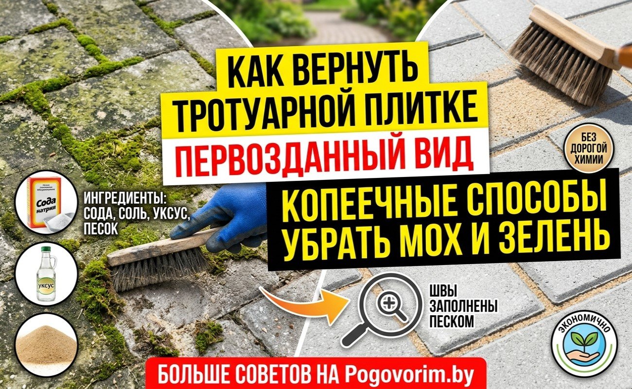 Как вернуть тротуарной плитке на участке первозданный вид: копеечные способы убрать мох и зелень