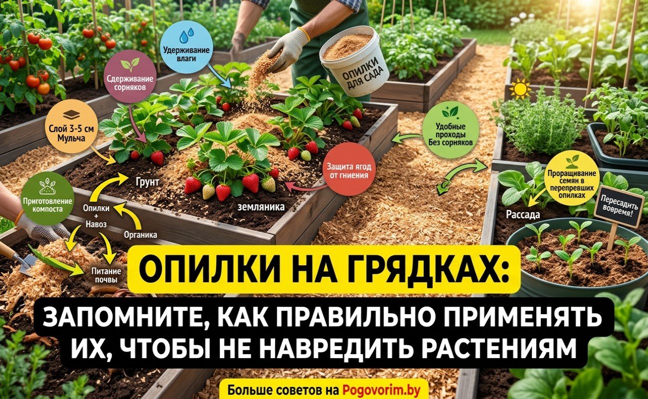 Опилки на грядках: запомните, как правильно применять их, чтобы не навредить растениям