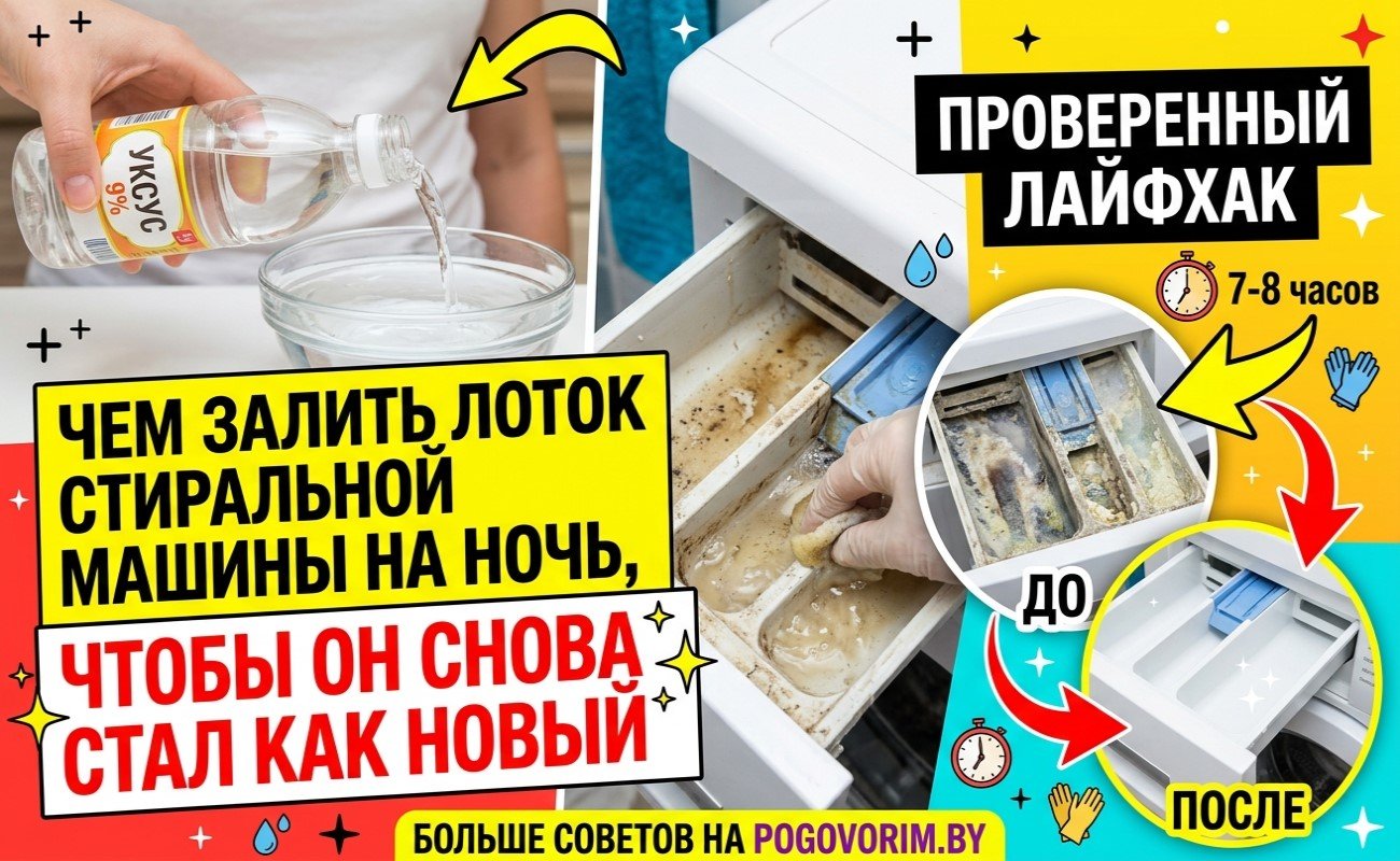 Чем залить лоток стиральной машины на ночь, чтобы он снова стал как новый: проверенный лайфхак