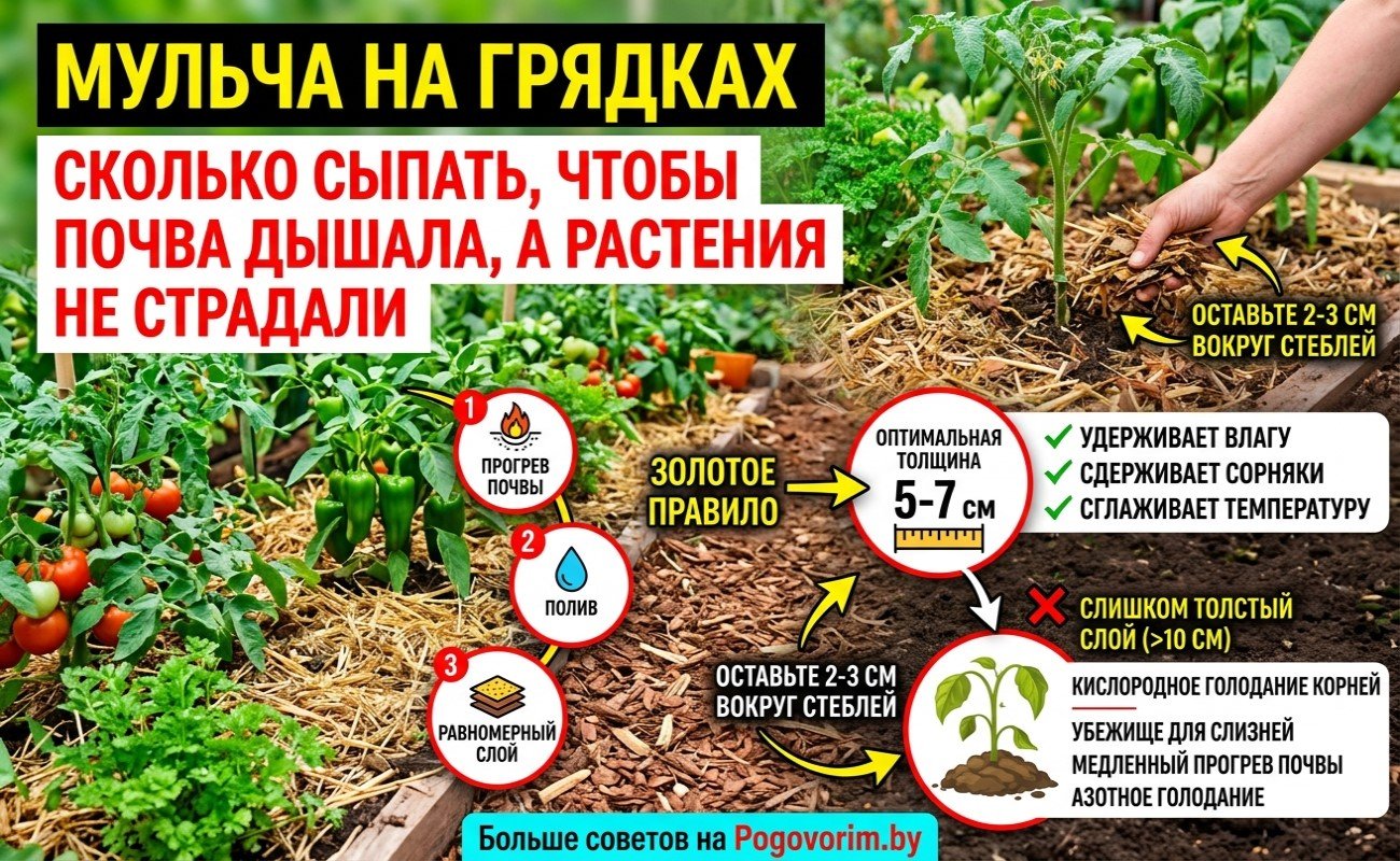Мульча на грядках: сколько сыпать, чтобы почва дышала, а растения не страдали