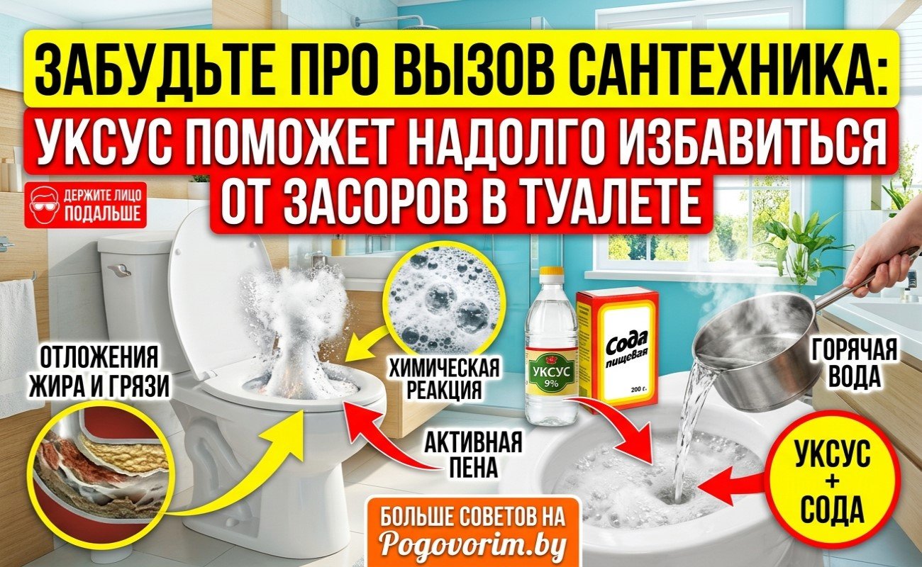 Забудьте про вызов сантехника: уксус поможет надолго избавиться от засоров в туалете