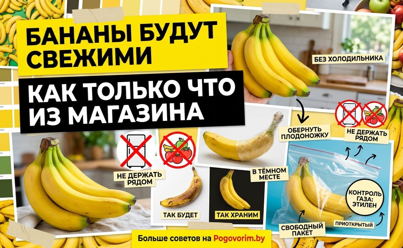 Бананы будут свежими как только что из магазина: простой способ хранения без холодильника