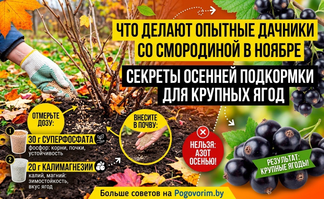Что делают опытные дачники со смородиной в ноябре: секреты осенней подкормки для крупных ягод