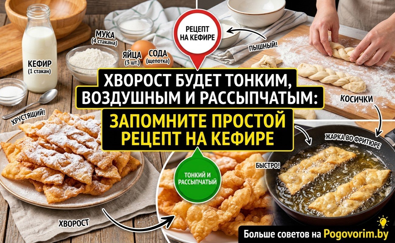 Хворост будет тонким, воздушным и рассыпчатым: запомните простой рецепт на кефире