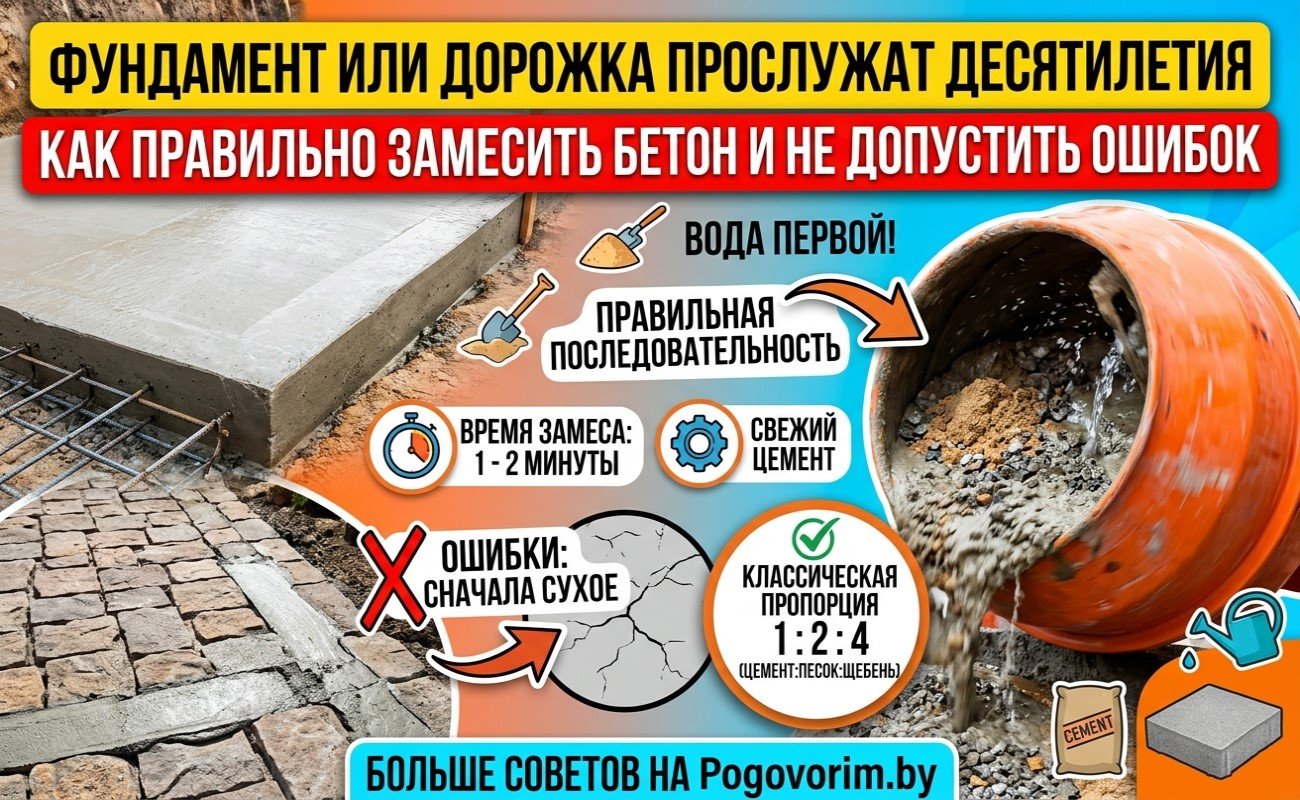 Фундамент или дорожка прослужат десятилетия: как правильно замесить бетон и не допустить ошибок