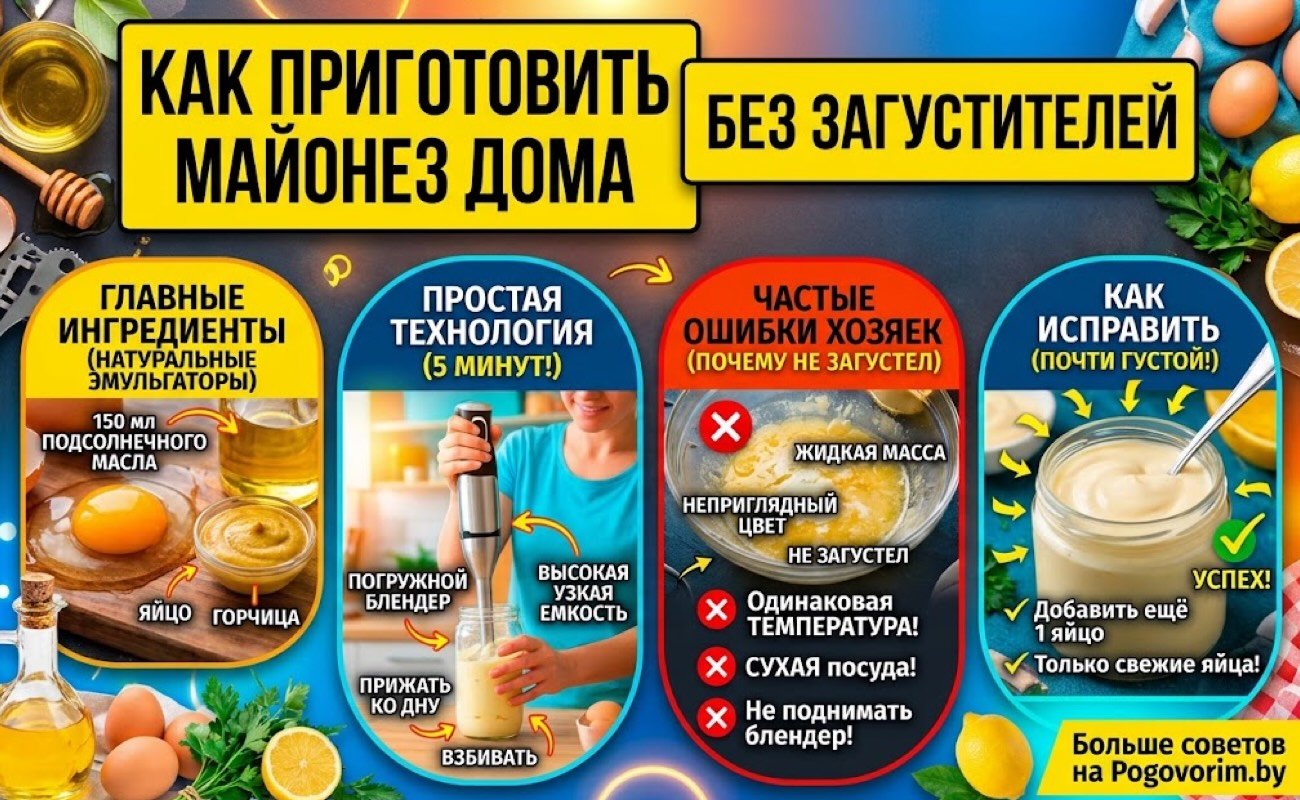 Как приготовить майонез дома без загустителей: простая технология и частые ошибки хозяек